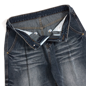 美式复古弯刀水洗做旧牛仔裤男女同款春秋季新款宽松阔腿直筒长裤图片