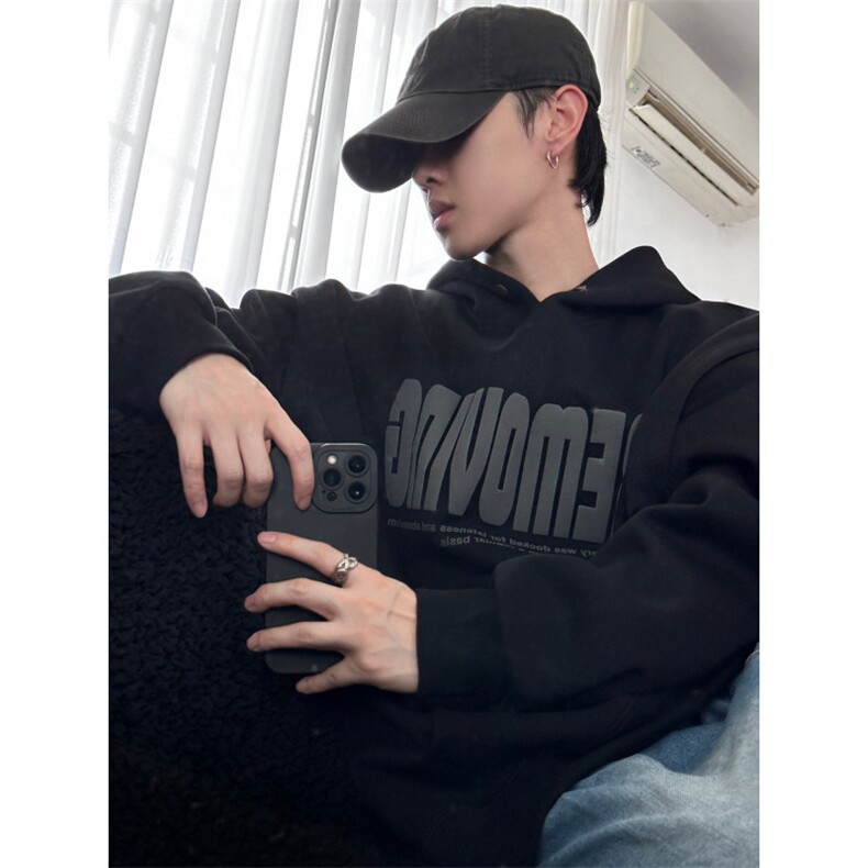 W24113-P65控88秋季新款重磅400克假两件发泡印花卫衣直播,男装卫衣,电商A036A
