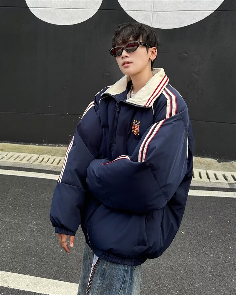 潮牌复古棉服男女秋冬季宽松拼色学院风休闲百搭外套LY4122-p103,男装棉衣,星座1008