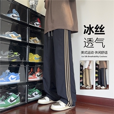 INS夏季新款冰丝透气速干条纹宽松休闲裤B315-K24153-特p35控68，男装休闲裤，电商B315