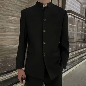 民中山装男装中山服男青年修身复古学生装五四青年装唐装表演服图片