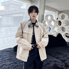 2026春季新款美式复古cleanfit格子拼接翻领夹克情侣外套TP79W362，男装夹克，电商A170
