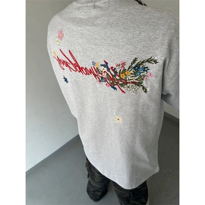 万针全刺绣工艺抖音得物高品质260克重磅纯棉双纱美式高街短袖T恤图片