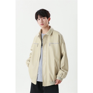 JK8001 P100 控138 秋季男士皮衣夹克外套翻领潮牌休闲图片