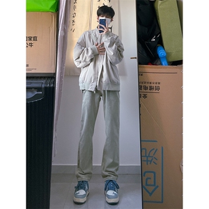 B221 美式ins高街暗黑小众情侣毛巾绣直筒牛仔裤 LK23021-P65控88图片