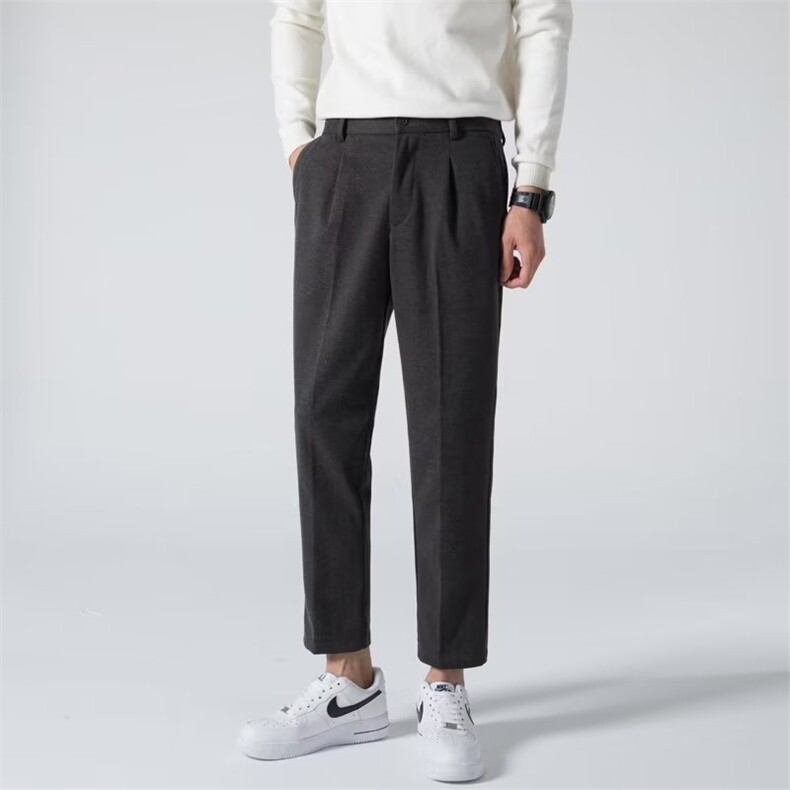 毛呢裤男士冬季潮流加厚休闲长裤冬款潮呢料直筒九分西装裤S68，男装西裤，星座1116A-2（原606A-1）