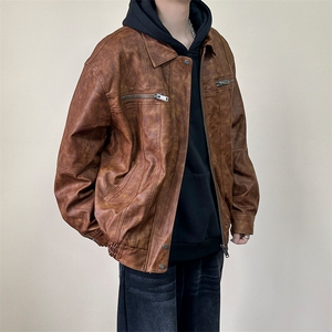 现货-水洗质感复古皮外套男pu机车服潮牌痞帅夹克-AP23106-P115图片