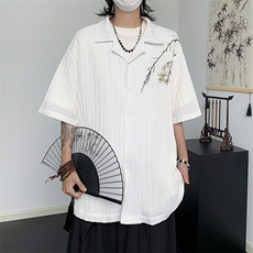 新中式男装风衬衫高级感男生古风刺绣外套宽松大码衬衣春夏季，男装衬衫，星座505-2（原电商A260-1)