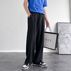 休闲西裤男韩版潮流开衩百搭2023夏季新款ins宽松阔腿裤K2004-P40，男装西裤，星座412-3