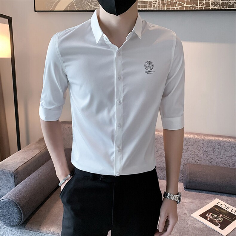 B216 CS249 P50 2025夏装新款男士中袖印花衬衫 社会风图片