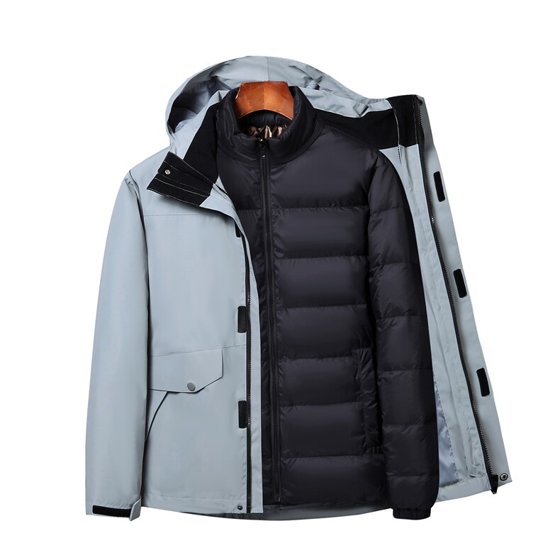 户外男冲锋衣三合一90%白鹅绒羽绒服拆卸内胆登山服男DB7506-P240,男装夹克,星座1210B