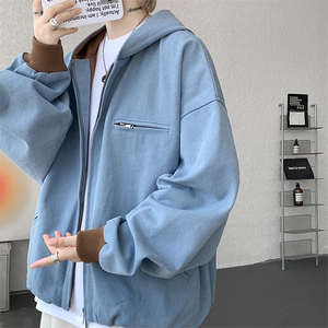 8XL-M 美式复古撞色连帽水洗夹克男高级感做旧情侣外套JK1327P88图片