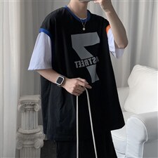 背心短句夏季港风百搭休闲宽松纯短袖T恤男A300-T1023-P30，男装T恤，天晨