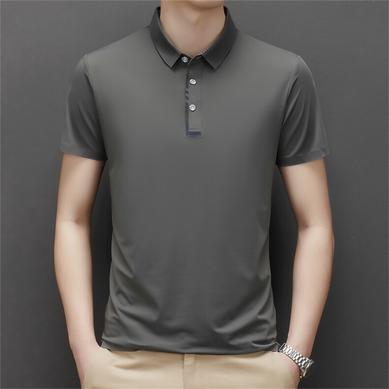 高品质夏季新款短袖t恤男polo衫冰丝薄款无痕翻领休闲体恤衫半袖,男装T恤,钱塘6003（原4033）