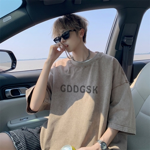 外景重磅水洗夏季美式休闲短袖T恤男宽松打底体恤 DT1400/P35图片