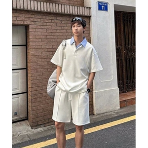 假两件t恤男夏季拼接翻领短袖小众设计感半袖宽松POLO衫 TG27图片