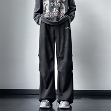 春秋季潮流阔腿拖地裤休闲裤美式宽松嘻哈麂皮绒裤子男K7410-P38，男装休闲裤，星座512-3