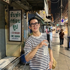 DA169-P40条纹t恤短袖男夏季日系复古宽松五分袖体恤-网图现货，男装T恤，星座603-2