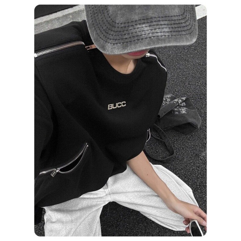 【有货】DAT10-特批42拉链垫肩短袖男款潮牌痞帅t恤重磅夏季半袖,男装T恤,星座603-2