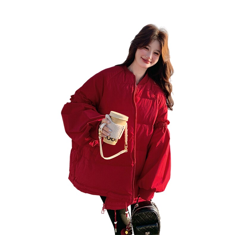 新款已出货新年款红色羽绒服2C007-527-345-K518（90绒）,女装羽绒服,2C007