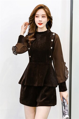 2021年春季新款时尚百搭减零气质两件套下单送项链，女装职业装，韩美纤衣