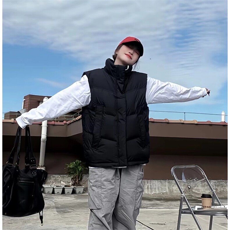现货5W件冬季三防硬挺boxy短款立领棉衣马夹外套加厚马甲保暖棉服,男装棉衣,电商A443