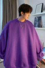 华夫格港风秋季新款宽松落肩纯色卫衣上衣JK23307-特批20控29，男装卫衣，星座605(原A050)