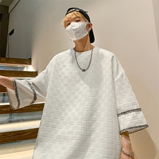 提花短袖男T恤休闲男士夏季美式宽松舒适简约短袖潮流百搭上衣，男装T恤，星座1013