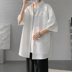 短袖衬衫男夏季新款港风宽松提花宽松衬衣CS006-P36图片