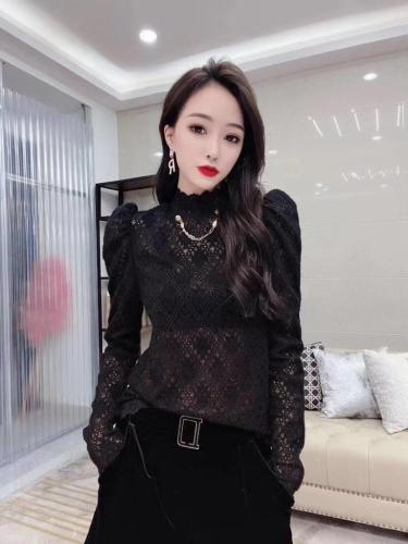 9510#金貂绒蕾丝加衬打底小衫。,女装,红妞(1F)
