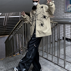 潮美式蜘蛛全刺绣外套男秋潮牌夹克情侣棒球服i上衣JK0835-P65，男装夹克，星座308B-2