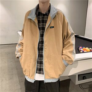910A-DY23-P85控108秋装条纹小清新夹克女韩版情侣休闲运动外套男图片