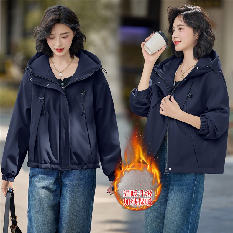 2025年冬季新款时尚加绒连帽棉服派客服,女装棉衣/棉服,依路服饰