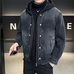 标50白鸭绒假两件牛仔面料羽绒服男宽松版B317-Y789-P258图片