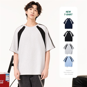 美式运动球服短袖男夏季潮牌重磅纯棉宽松休闲凉感t恤HH5713-P25图片