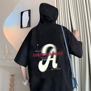 数据款！夏季麂皮绒连帽短袖潮流半袖T恤RTM3174-p50控78图片