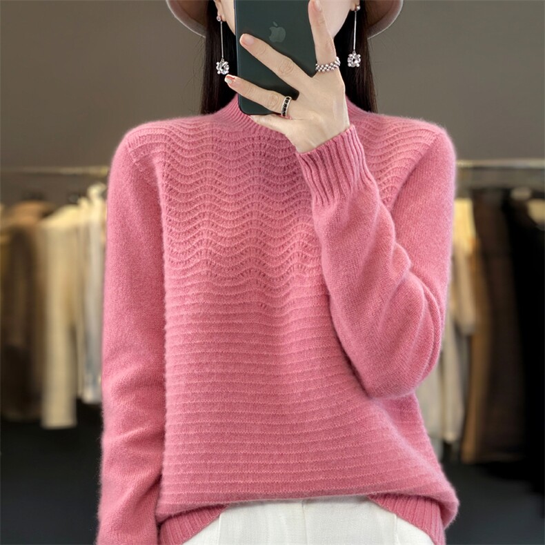 秋冬新款高领毛衣女宽松加厚韩版打底长袖燕麦针织衫潮,女装羊毛衫,大美人高端店