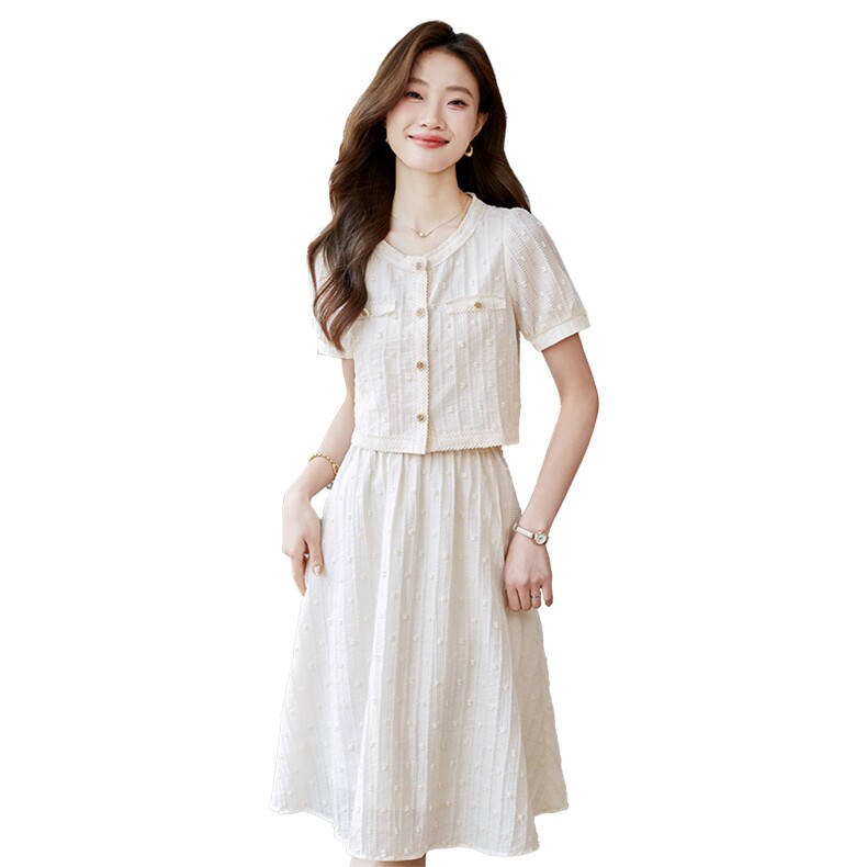 拉夏贝尔官方气质时尚套装女2025年夏季新款小衫半身裙休闲两件套,女装套装/套裙,苗苗