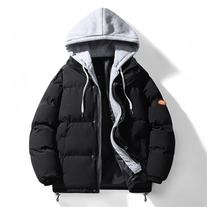 情侣棉服冬季新款假两件套棉衣男士外套宽松百搭连帽棉服MY090-60图片