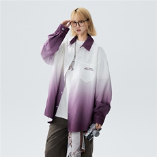 XZ-230-1CS525秋中性风宽松简约轻奢扎染渐变休闲长袖衬衫P50控68，男装衬衫，星座230-1