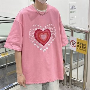2022夏季爱心短袖T恤男ins潮宽松中性风情侣半袖上衣 T1141-P26图片