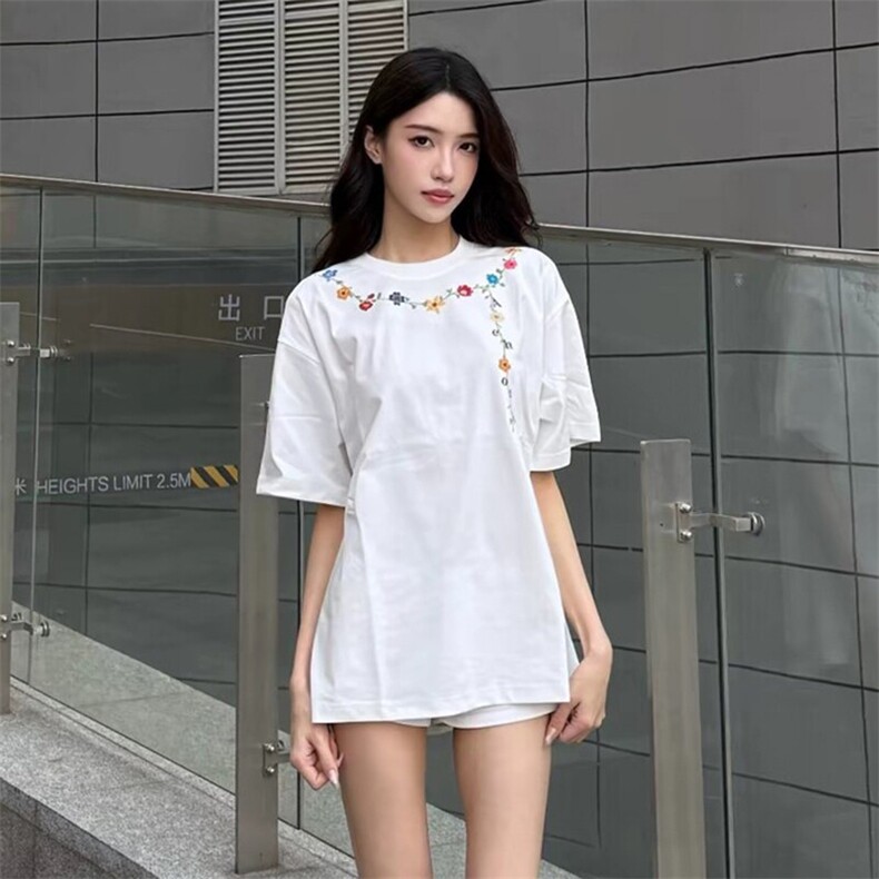 万针全刺绣工艺抖音得物高品质260克重磅纯棉双纱美式高街短袖T恤,男装T恤,电商A486-1