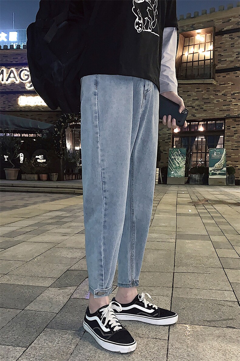 春款九分直筒牛仔裤男宽松韩版老爹休闲裤潮DS671T,男装牛仔裤,电商A102