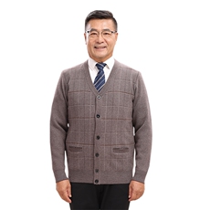 秋冬季舒适亲肤透气大码坚格款长袖针织衫开衫男装，男装针织衫/毛衣，亚东羊绒制品