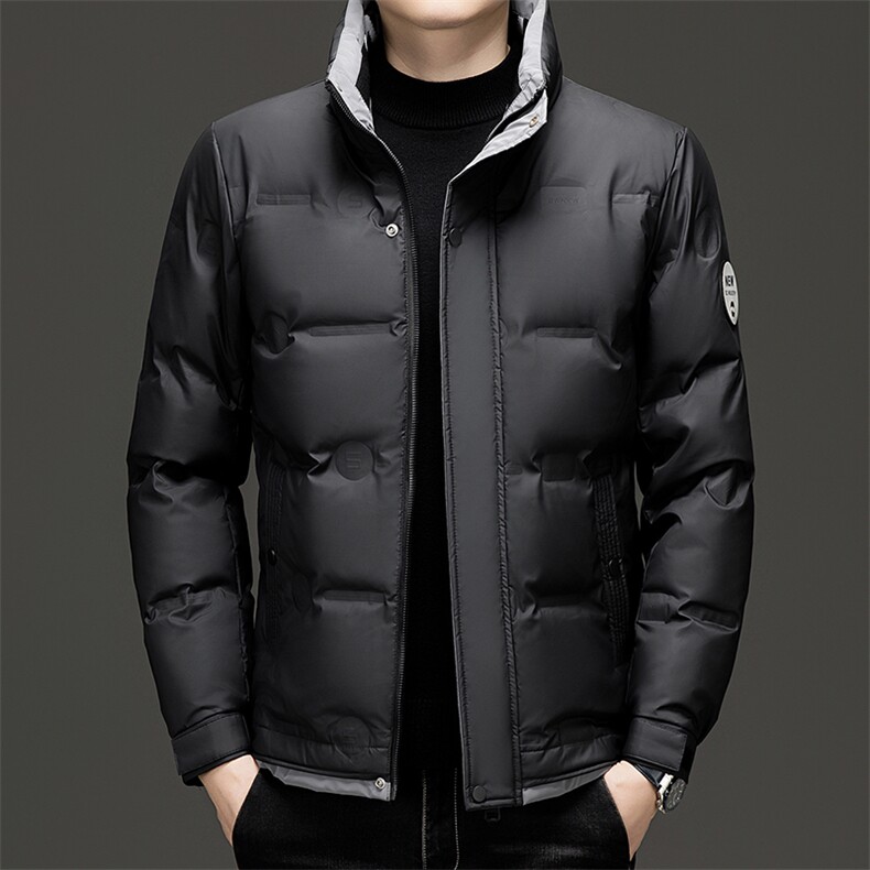 秋冬季新款羽绒服男士白鸭绒加绒潮服休闲立领潮流韩版保暖外套图片