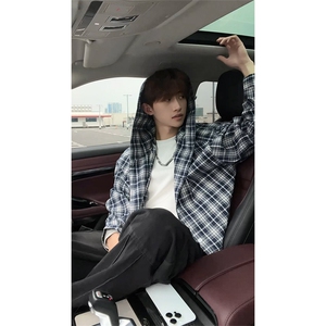 秋季新款格子衬衫男女宽松休闲百搭高级感长袖上衣C2271-特价P36图片