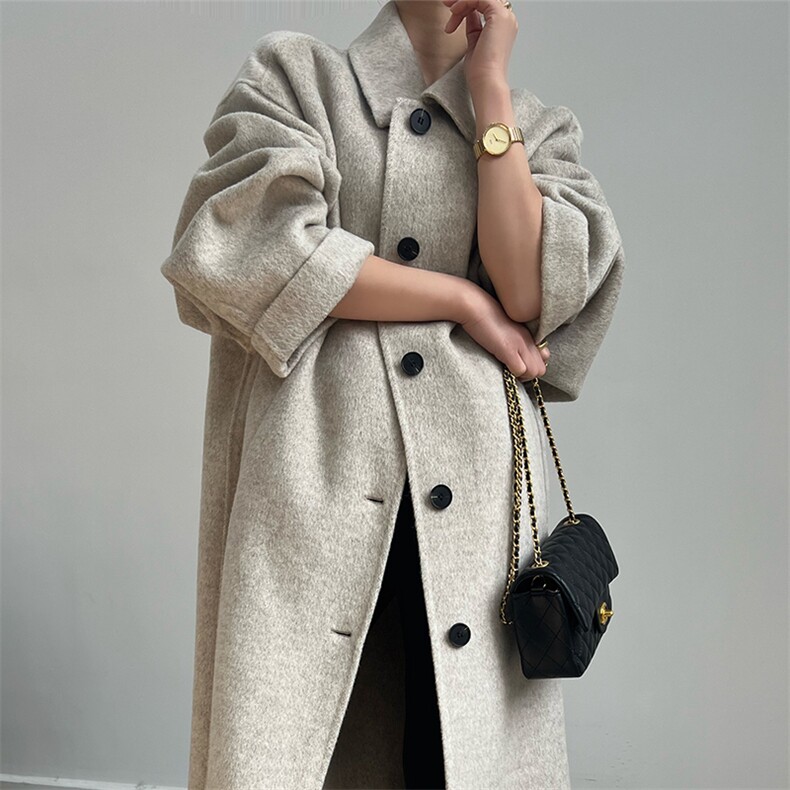 轻奢正品苏力羊驼绒大衣女加厚廓形韩版冬季保暖长款羊绒毛呢外套，女装双面呢大衣，蒙绒特