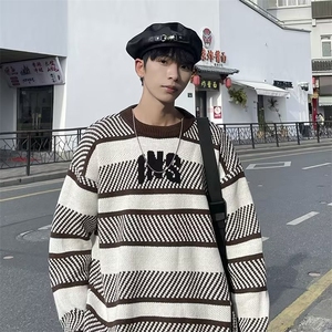 秋冬日系ins潮流百搭宽松外套复古拼色针织衫男士毛衣 M781-P48图片