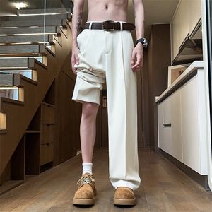新款男士冰丝休闲裤 直筒简洁长裤 男士小西裤图片