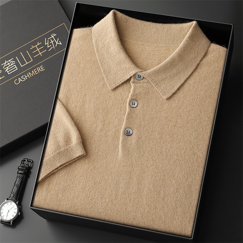 2025年秋季新款百搭男士36支纱14针加密POLO领短袖，男装羊绒套衫，九爵羊绒